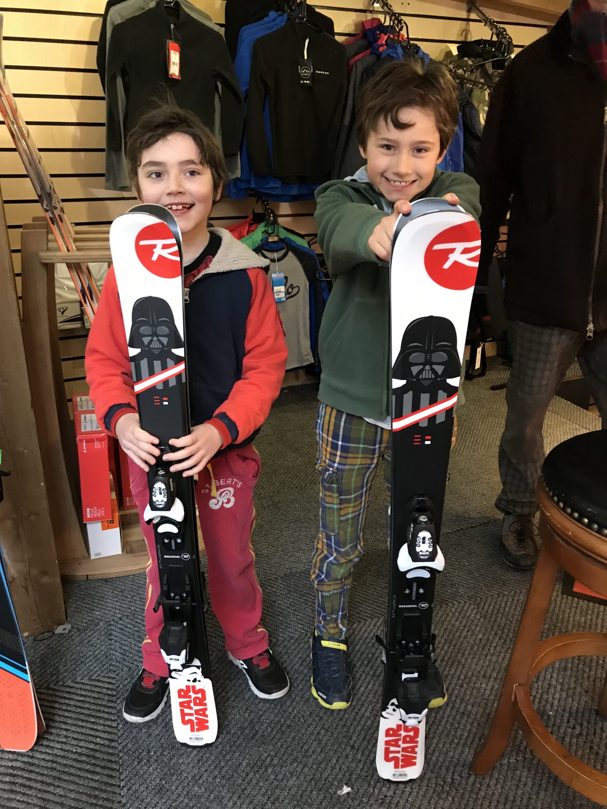 The boys are very excited with their new Star Wars skis: May the Force be with you - Photo by The-Ski-Guru