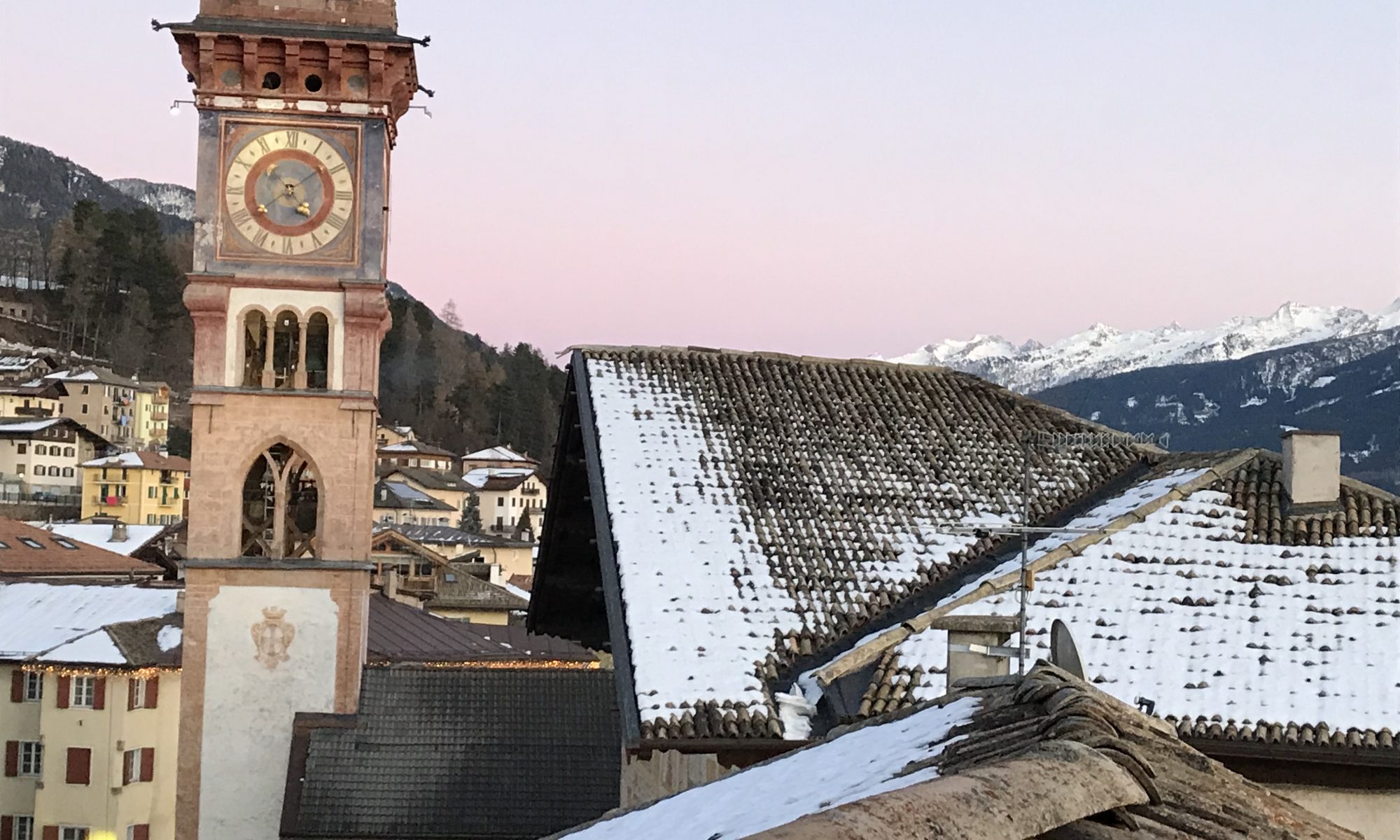 View of the San Sebastiano Tower in downtown Cavalese from a room in the fourth floor of the 4* Hotel Orso Grigio in downtown Cavalese- Photo by The-Ski-Guru