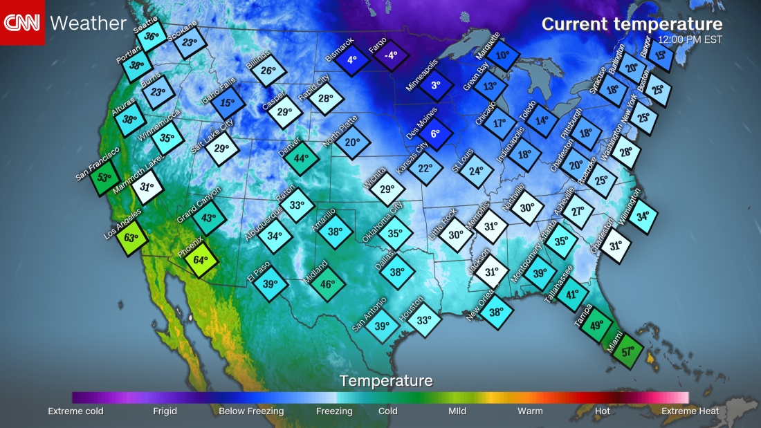 Current Temperatures today - Photo CNN.com