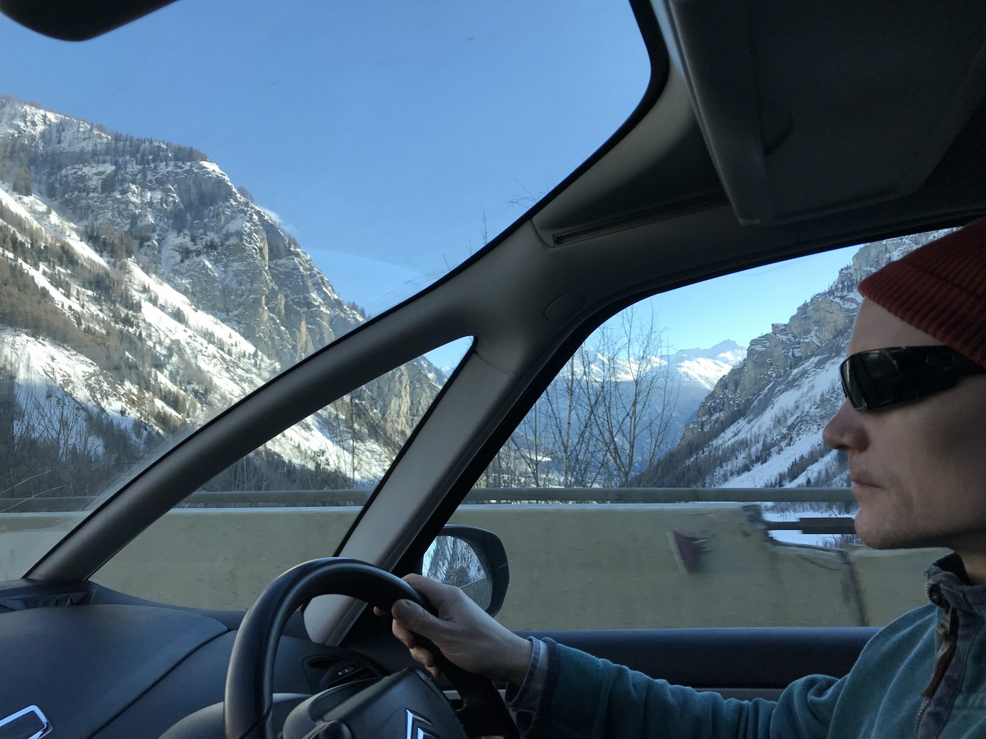 As soon as we've passed the Mont Blanc Tunnel, we were greeted with sun in Courmayeur. Photo by The-Ski-Guru.