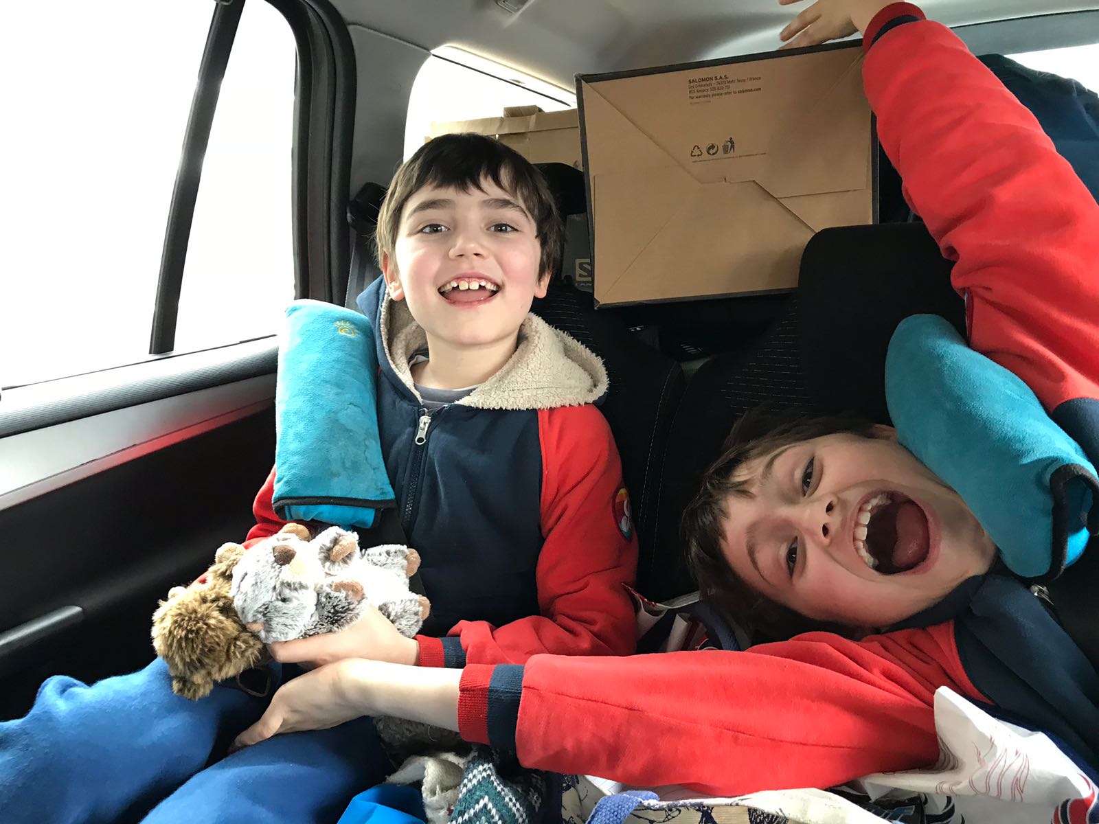 The kids are excited of arriving to the Mont Blanc Tunnel - Photo by The-Ski-Guru.