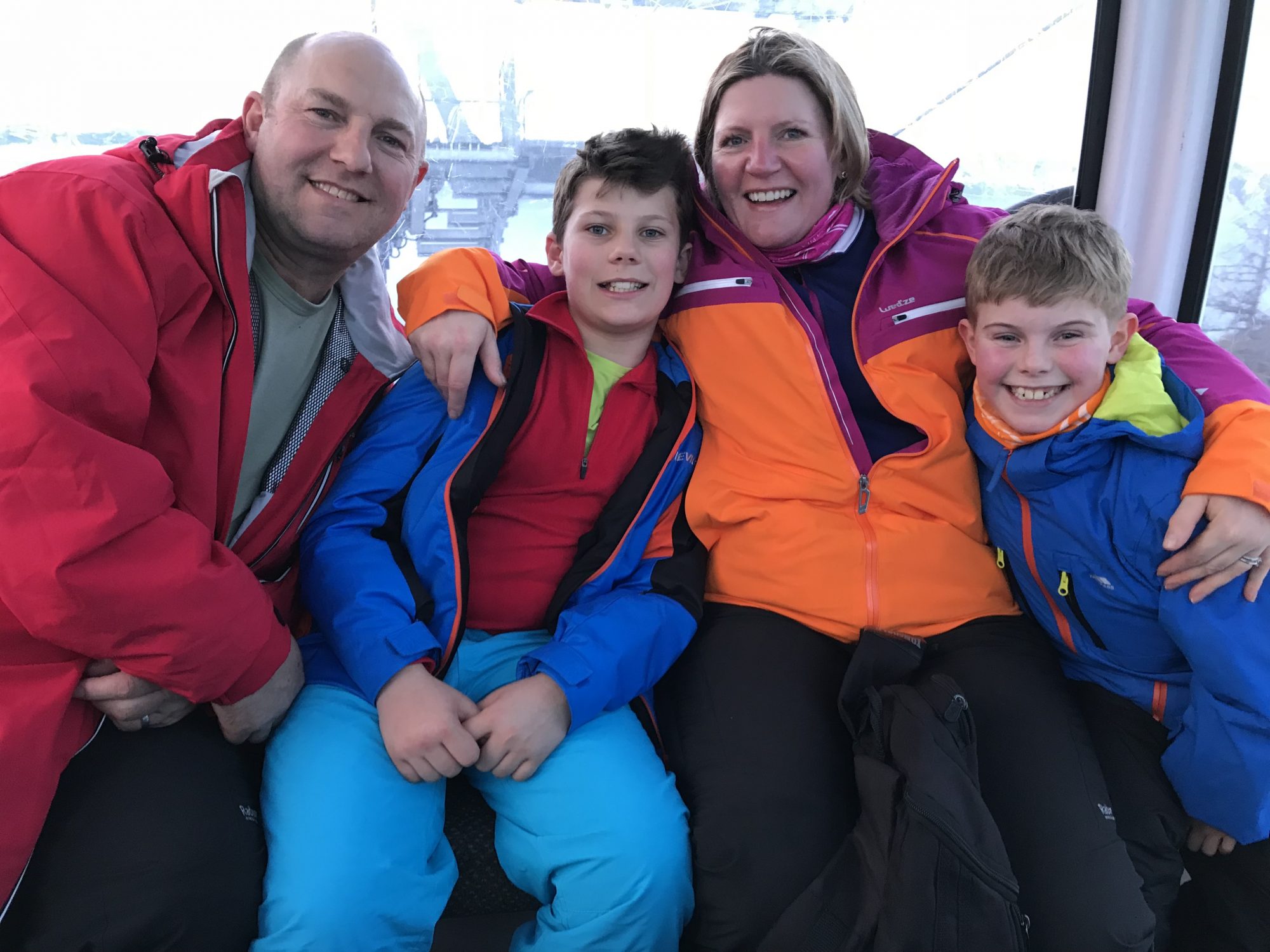 The Cornwells in the ride down the gondola with us. Photo by: The-Ski-Guru.