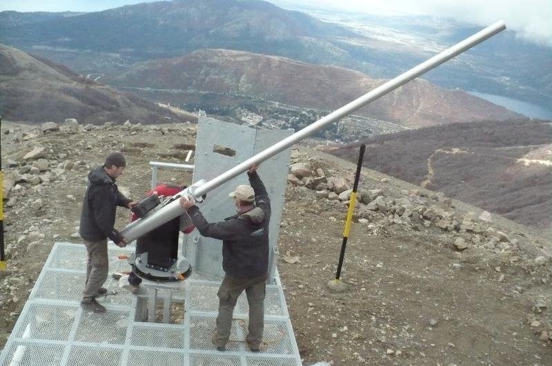 Avalancheur installation at Cerro Catedral, Bariloche, Argentina. High prone avalanche terrain