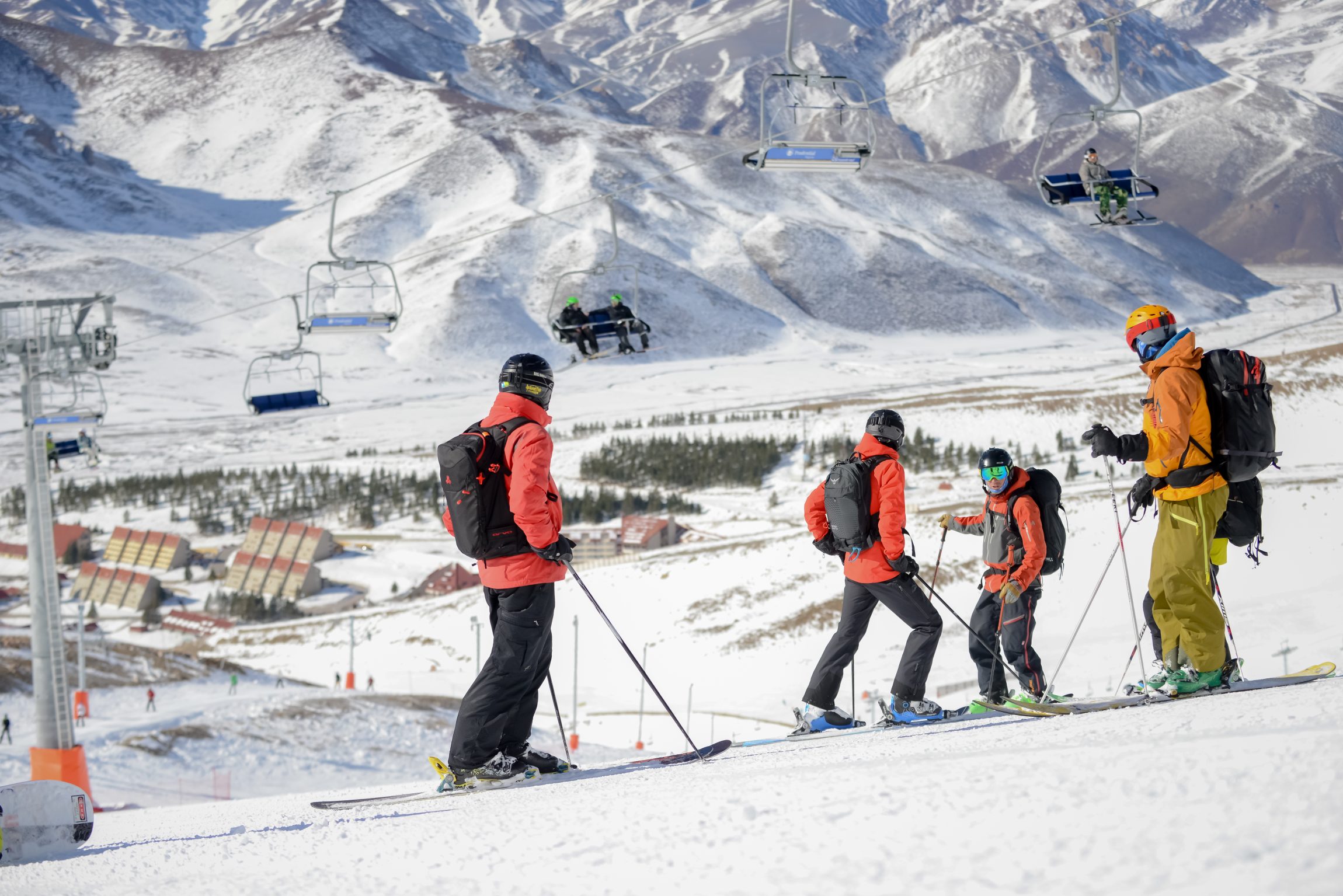 Valle de Las Leñas - view of Villa Las Leñas in the backdrop - it is a bit of a lunar landscape there- with awesome skiing! Photo by Valle de Las Leñas. 