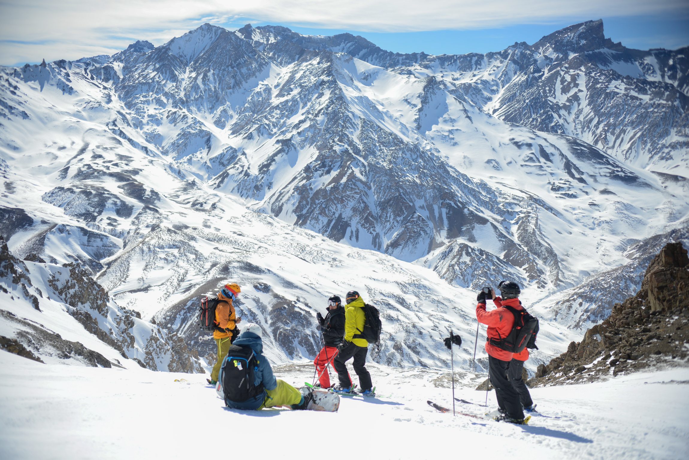 Las Leñas peak in the background, that triangle shape on the right hand side of the picture - the expanse of Las Leñas is incredible! - Photo by Las Leñas ski resort. Focus on South American Ski Resorts- High Andes: Valle Nevado, Portillo and Las Leñas – Chile and Argentina