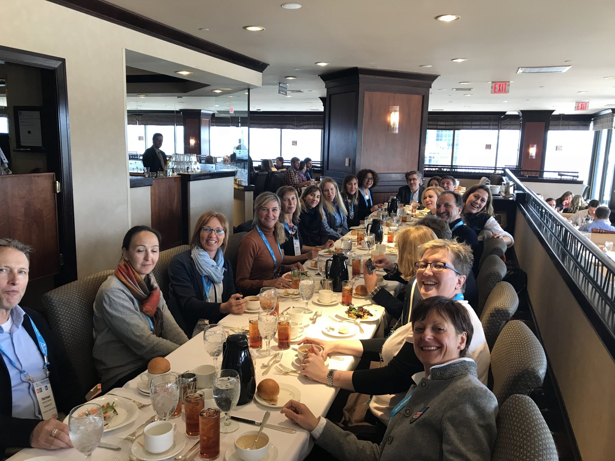 The international attendees get together for lunch during the Trade Exchange at the 43rd annual Mountain Travel Symposium.