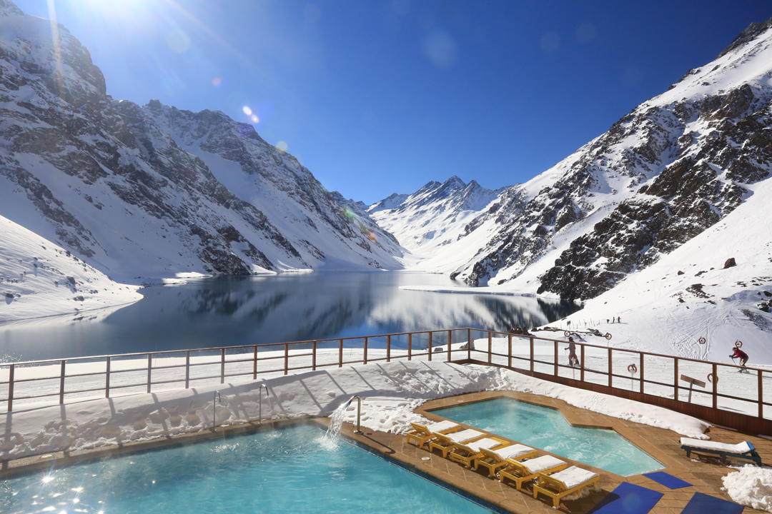 A view from the pool and hot tub at Ski Portillo - imagine yourself there... lovely! Photo by Ski Portillo. 