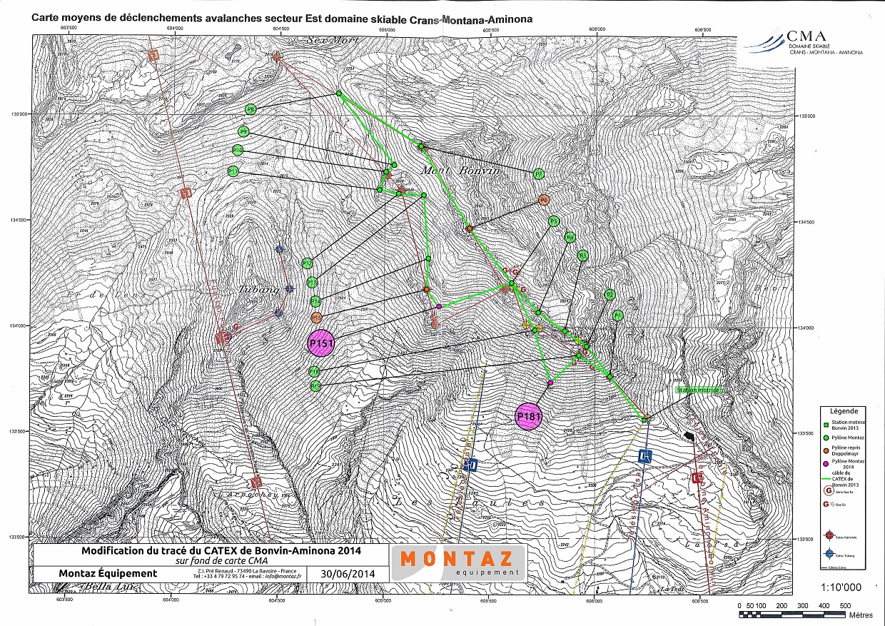 Catex du Mont Bonvin. High avalanche prone area