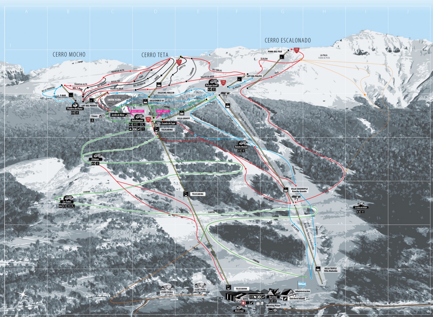 Second fire at Chapelco Ski Resort within a couple of weeks. Ski Map of Chapelco ski resort.