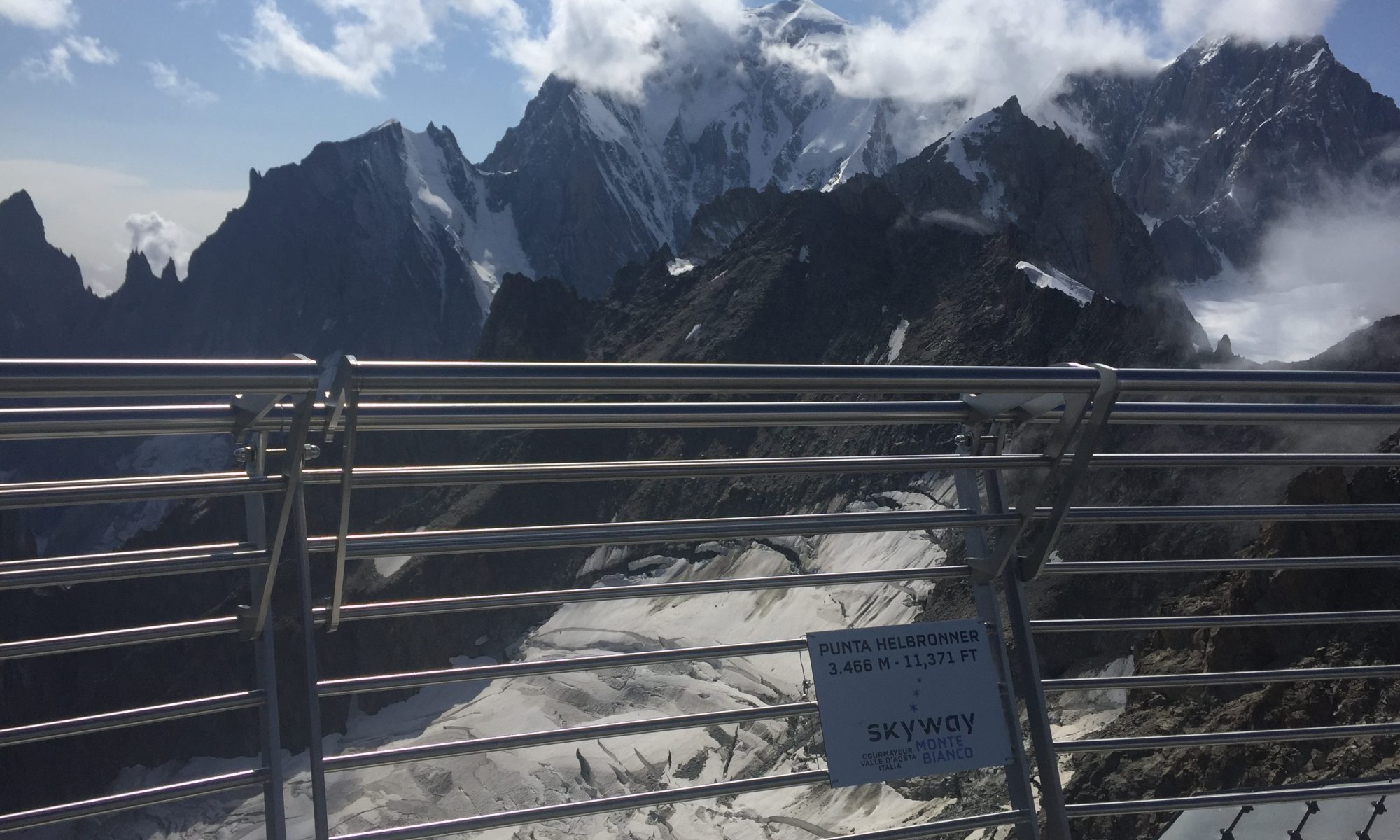 The view from the top of the Skyway Monte Bianco - Punta Hellbronner- Amazing rotating gondola that takes you up to the highest point in Italy to see the Mont Blanc and all the surrounding mountains. Photo: The-Ski-Guru.