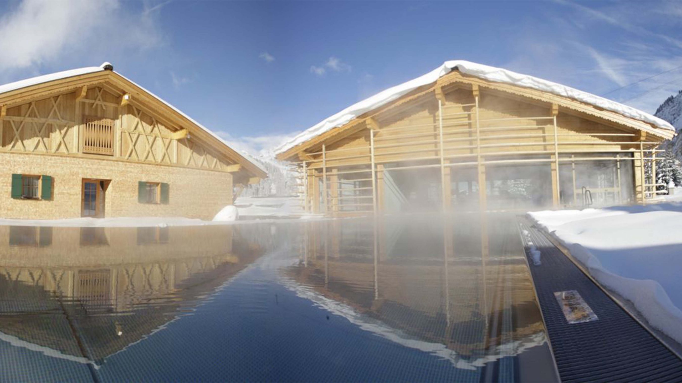 The Gasthof Post outside pool and view of the new Spa.