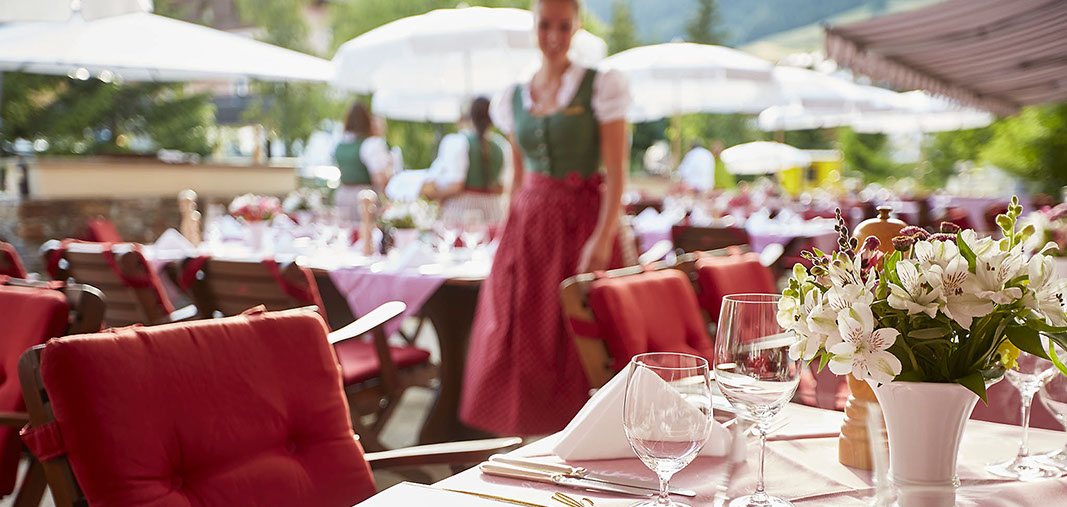 The terrace at the Gasthof Post Lech where to have a lunch al fresco. 