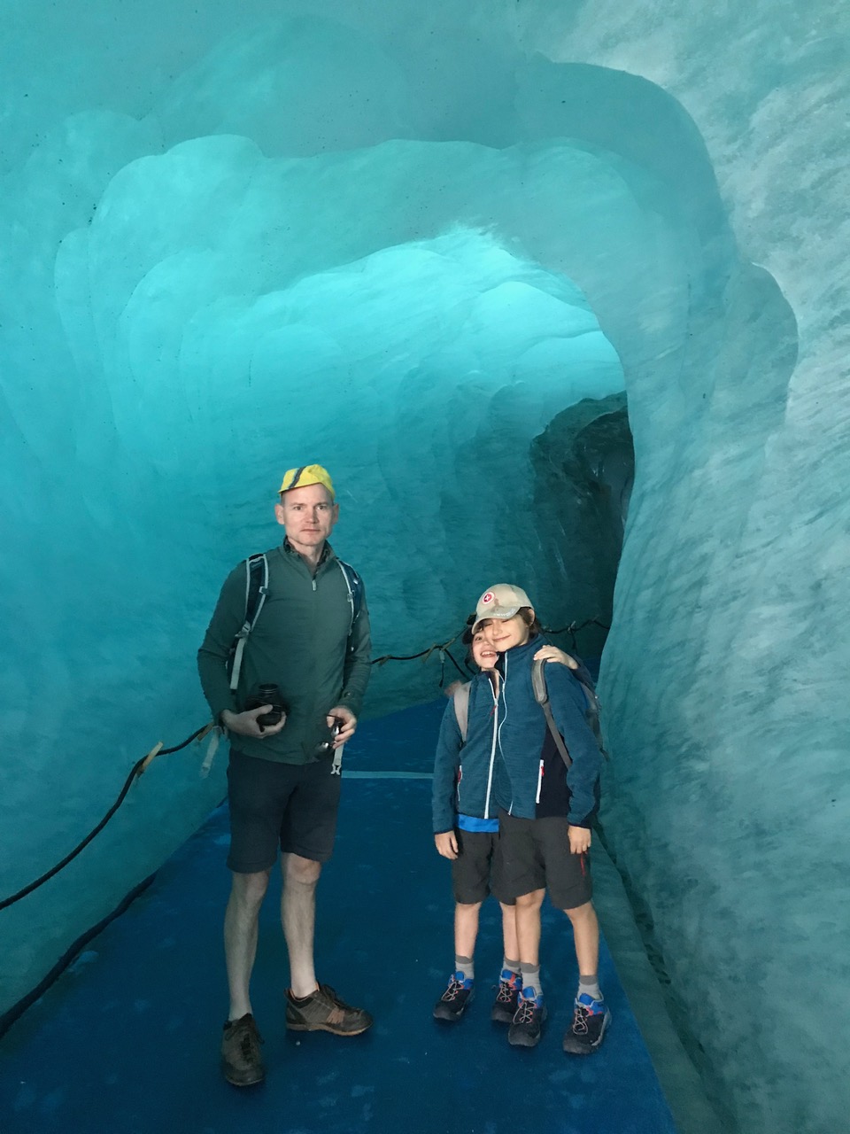 My husband and boys inside the cave dug in the Mer de Glace. Photo: The-Ski-Guru. 
