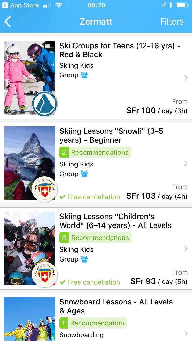 CheckYeti App on my Iphone. I am looking for instructors in Zermatt.
