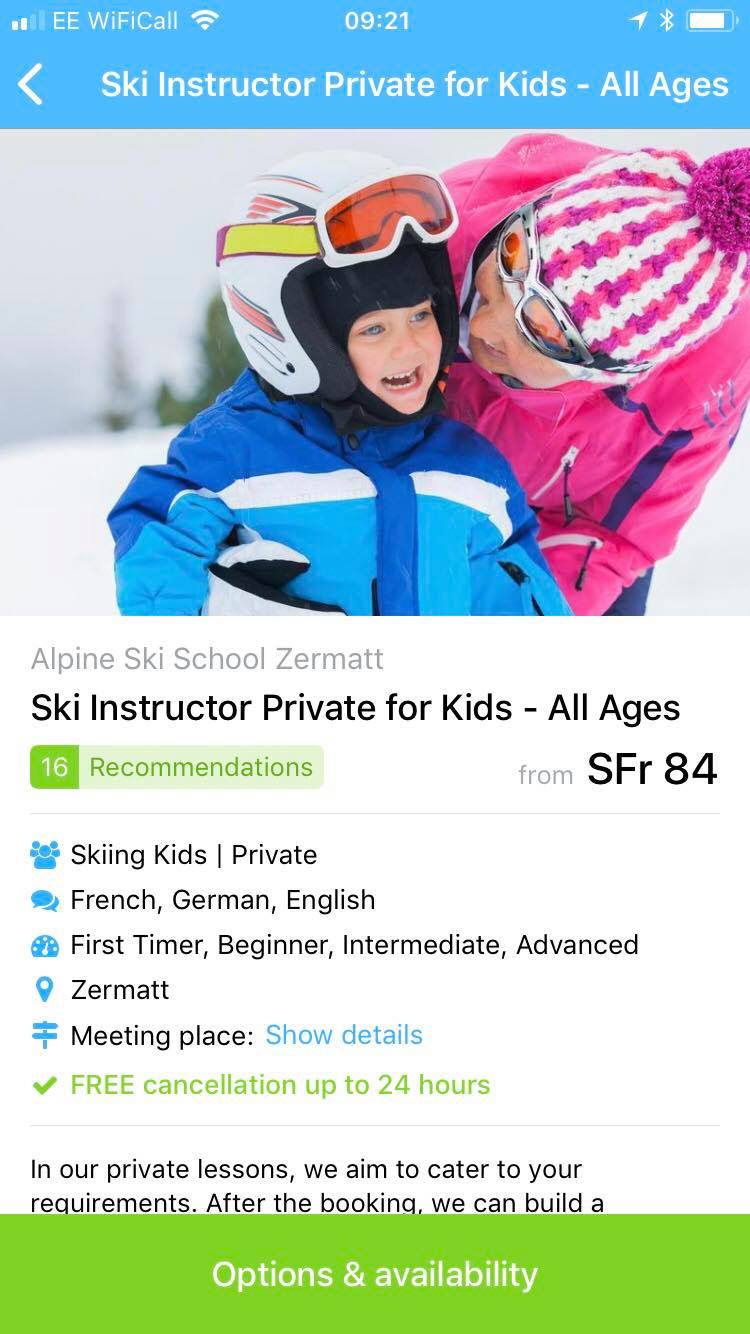 CheckYeti App. Here I am checking how about maybe getting a private lesson for my kids? 