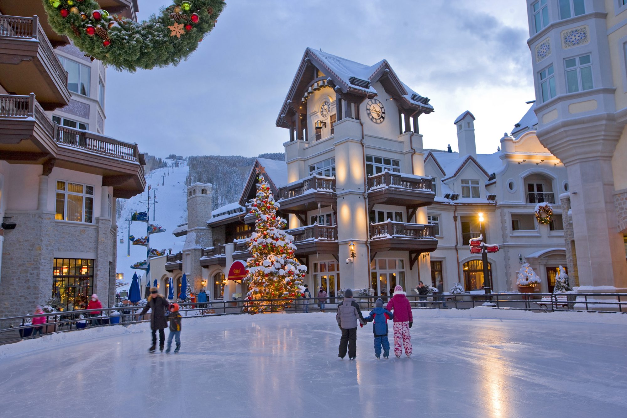 Vail Twilight - Arrabelle at Vail Square. Photo Jack Affleck. Vail Snow Days. 