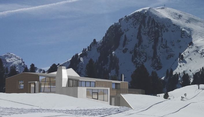 Dolomiti Superski- Val di Fiemme new rifugio Busabella in Alpe Cermis- Rendering credit: Dolomiti Superski. 