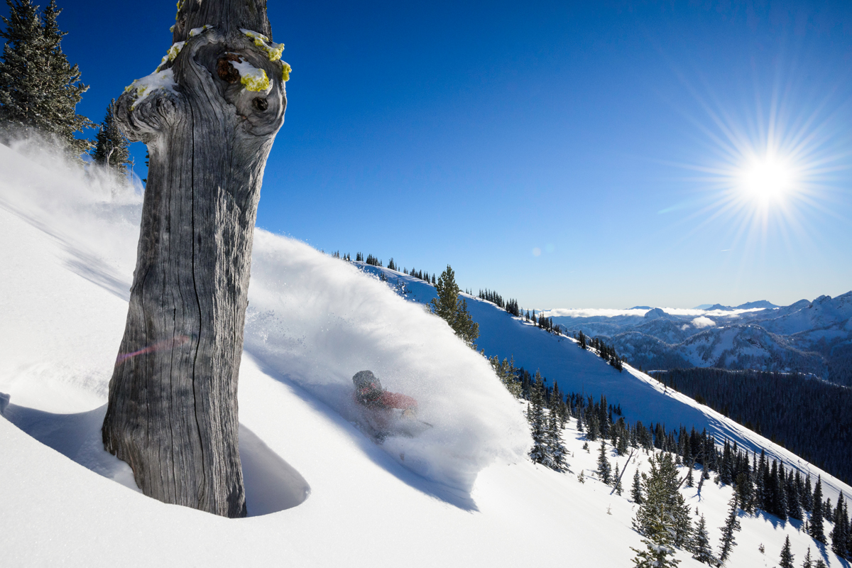 Powder skiing in Crystal Mountain Resort, now under the IKON Pass, as Alterra acquired the resort. 