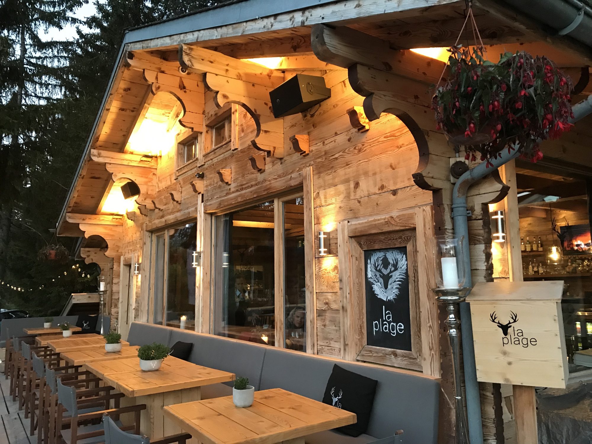 La Plage, restaurant by one of the lakes in Crans-Montana, opened also in winter. Photo: The-Ski-Guru. 