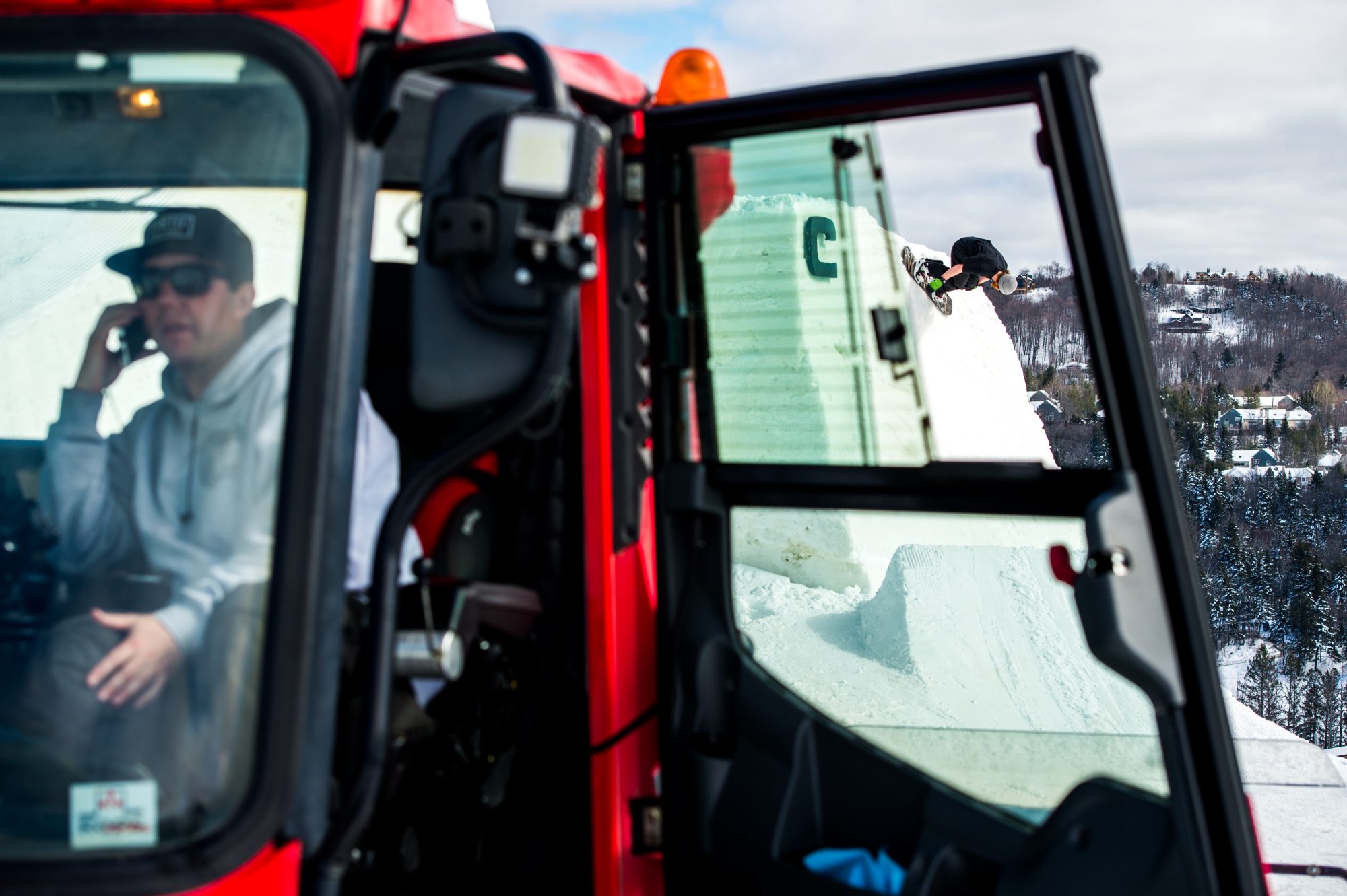 A snowcat in Mount Snow, VT, part of Peak Resorts.