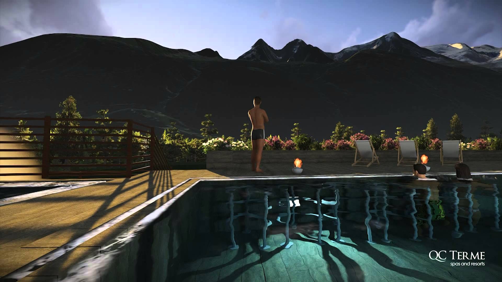 The mountains seen from QC Terme in Chamonix.