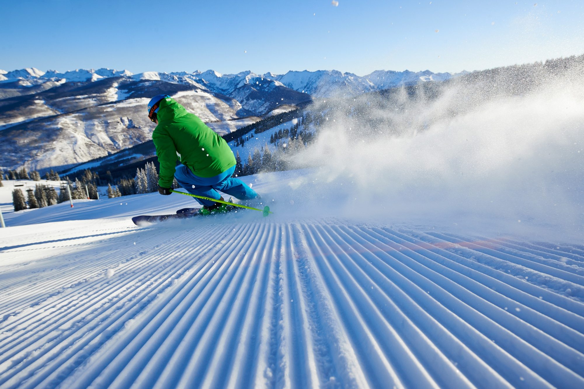 A groom run in Vail Mountain. Photo- Jack Affleck. Vail Resorts. Vail Snow Days. 