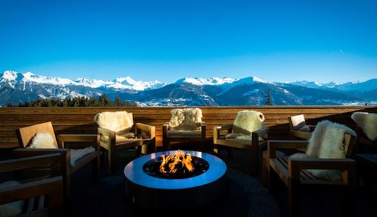 The views of the terrace at the Crans Ambassador. 