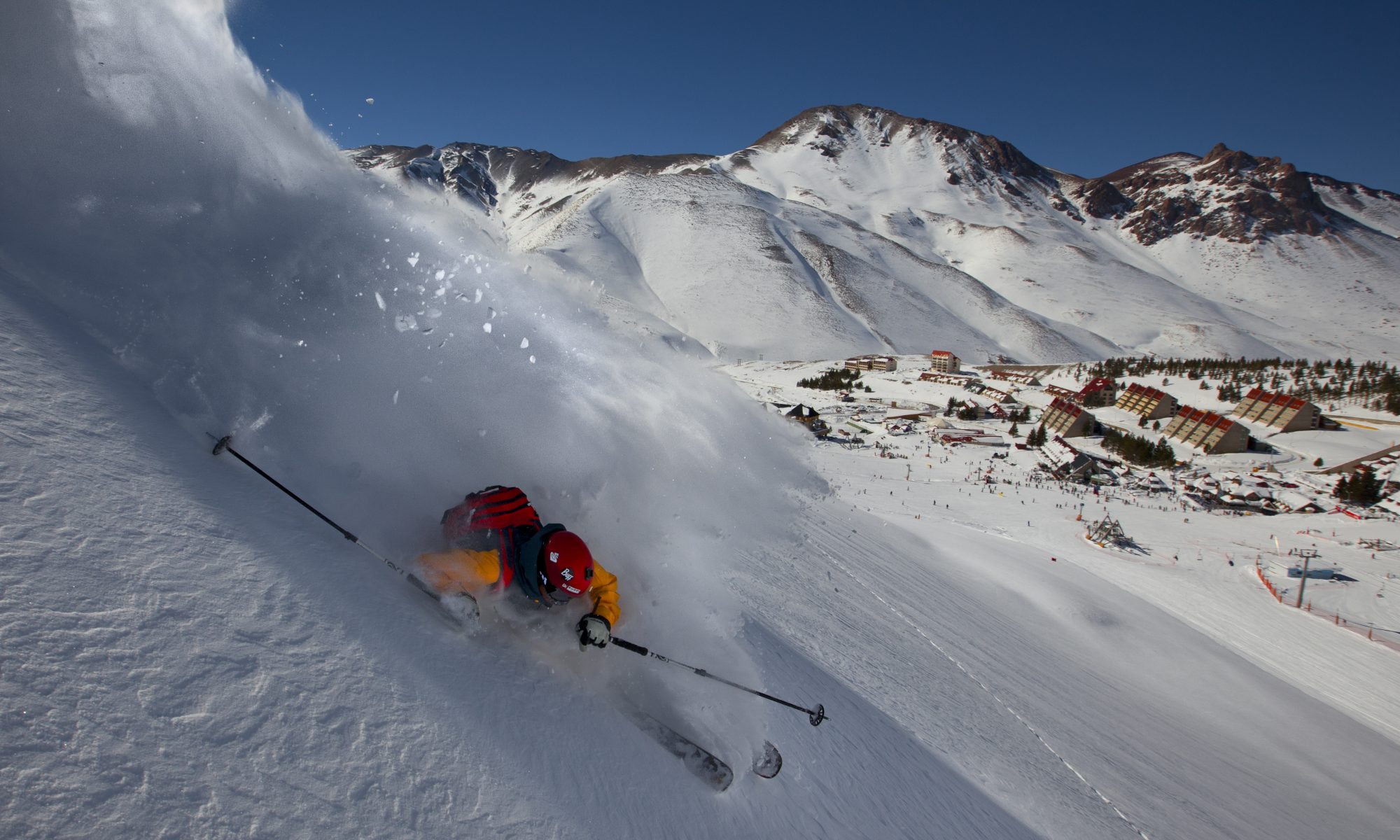 Las Leñas, Cenidor, a black short steep piste in Las Leñas connecting the two sectors of the mountain. .