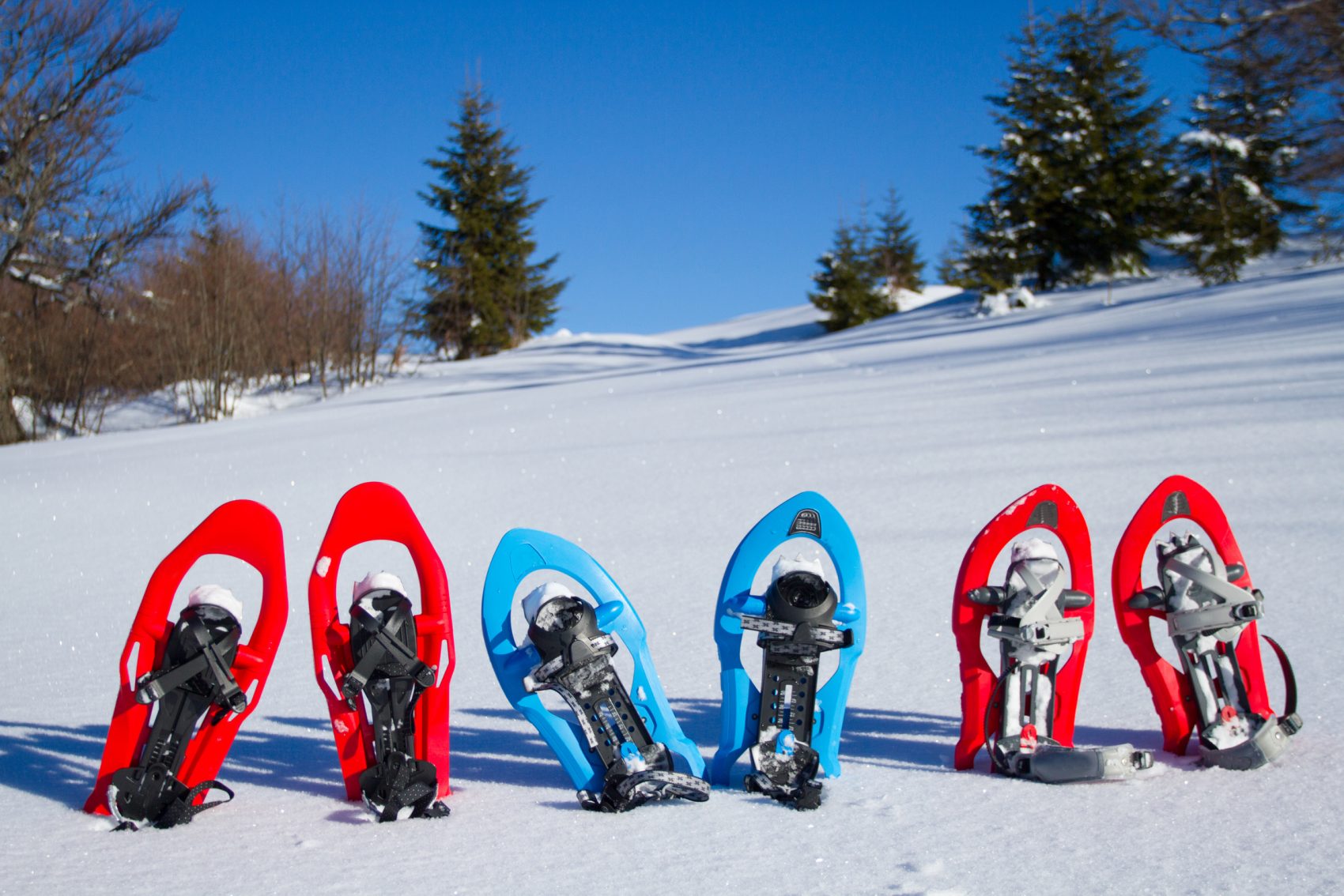 Snowshoes in the snow, also can be rented with the new agreement between CheckYeti and Skiset. Photo: CheckYeti/Skiset.