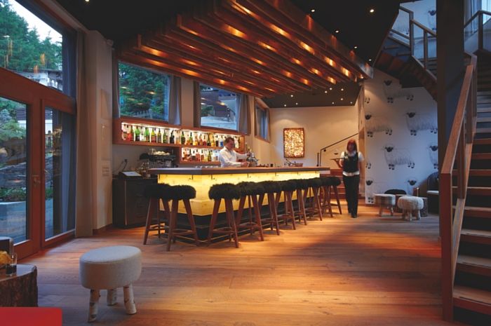 The Schwarzanasenbar, a popular bar for hotel guests and Zermatt's local at the Europe Hotel & Spa.