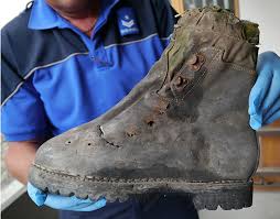 Some boots from an old couple of Japanese climbers lost many more years ago, found in 2015. Thanks to a DNA test confirmation, the remains found near the Matterhorn where matched to a Japanese climber. 