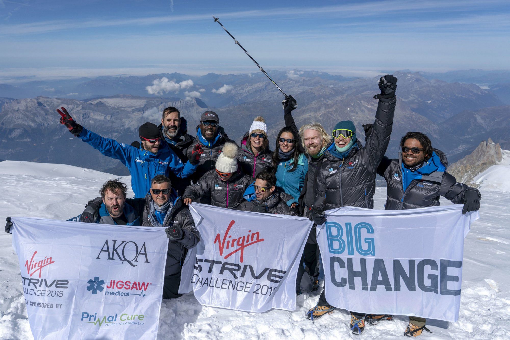 Sir Richard Branson and the core team on the summit of Mont Blanc (Picture: PA) Nepal Herald