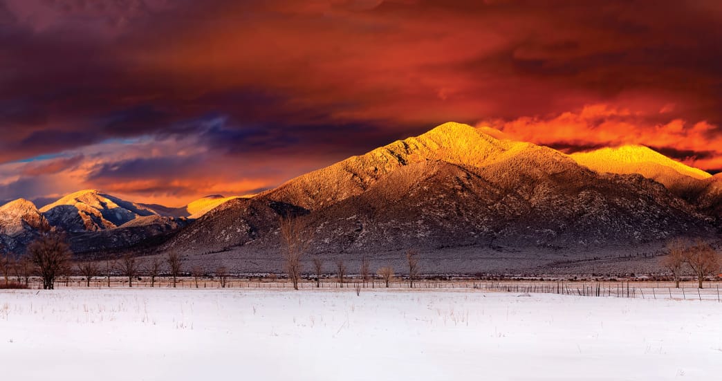 A red sky in Taos - Photo: Ski Taos.Taos Regional Airport Launches Taos Air – an Air Service to Dallas, Austin