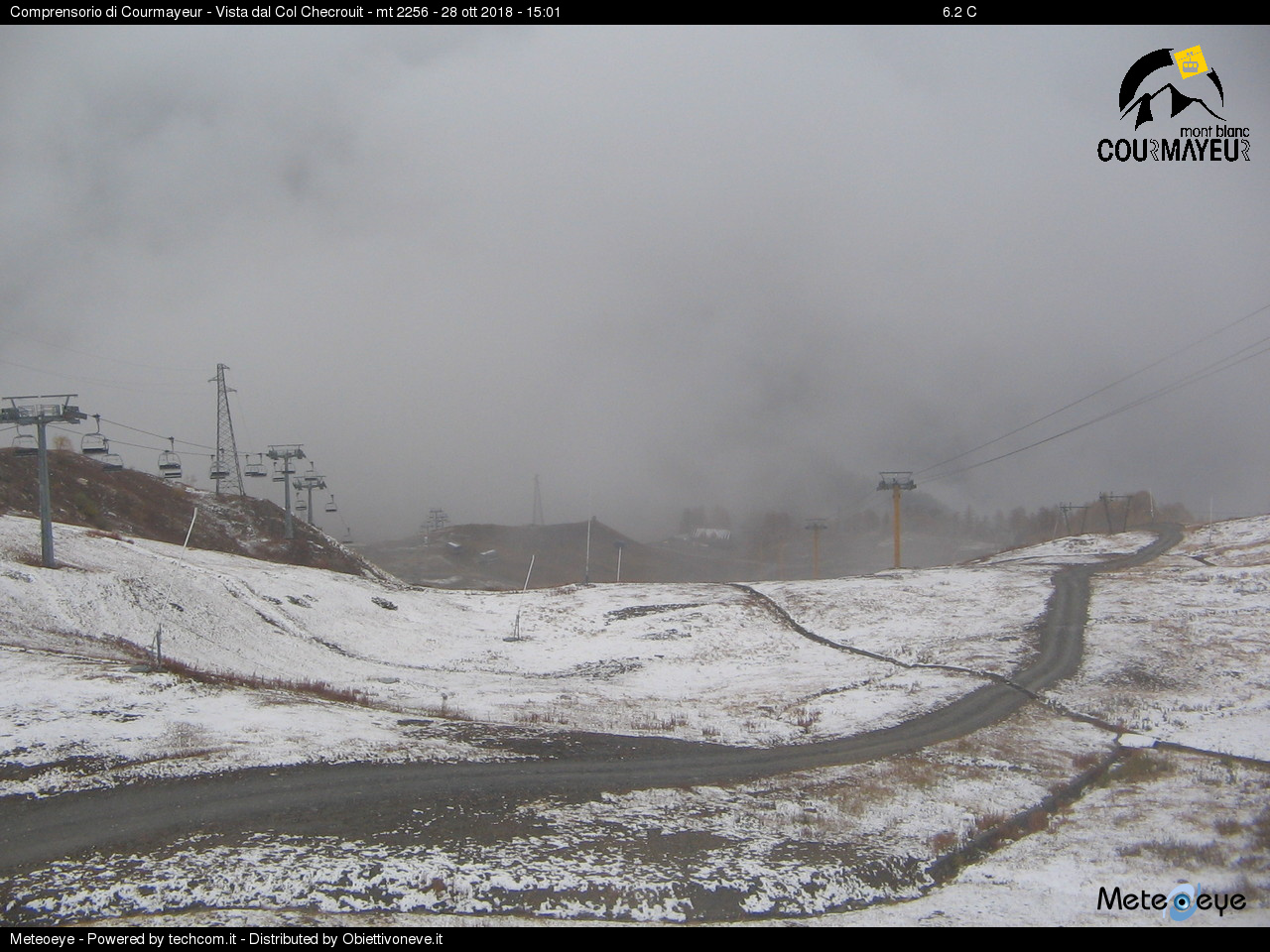 Webcam Col Chécrouit in Courmayeur - 2256 m. 28 October 2018.