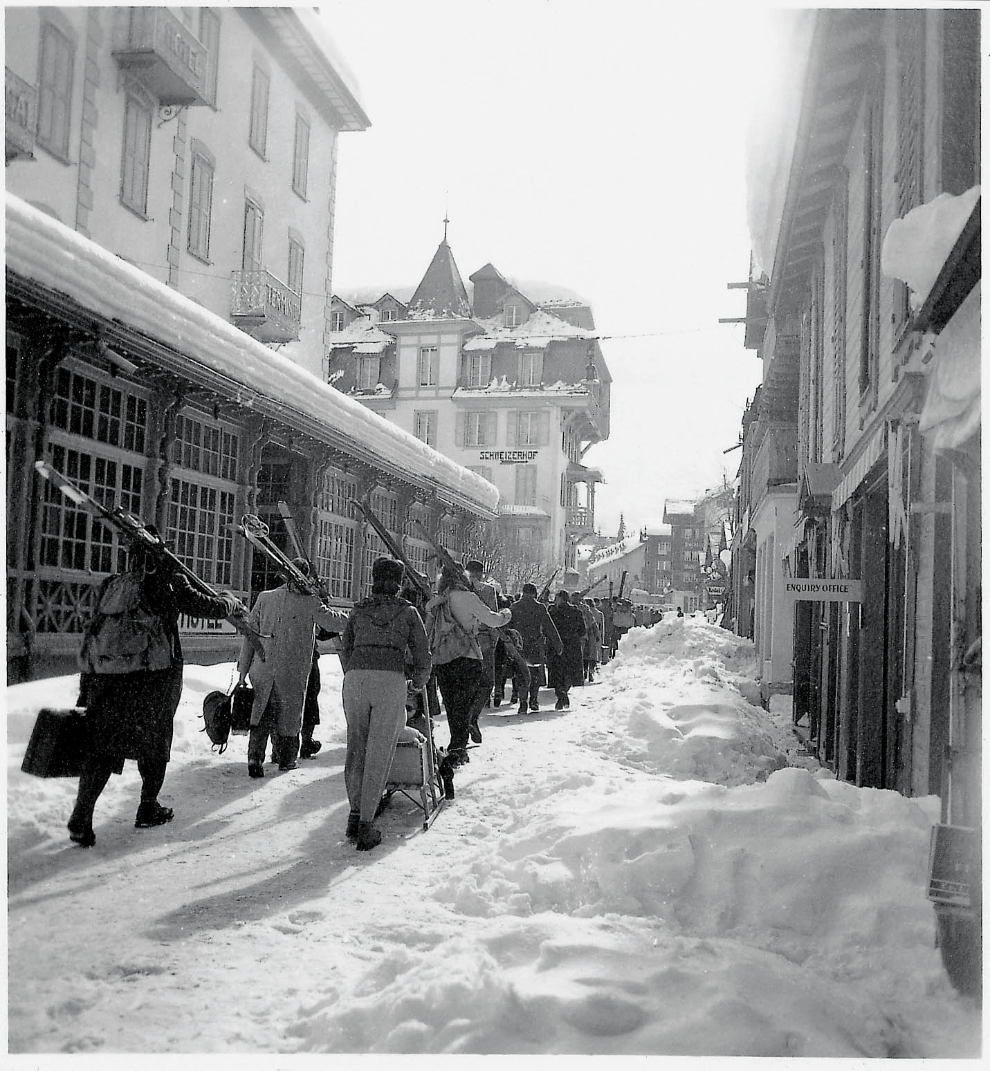 Historic Zermatt. Bahnhofstrasse. Credit: Zermatt Tourism Office.