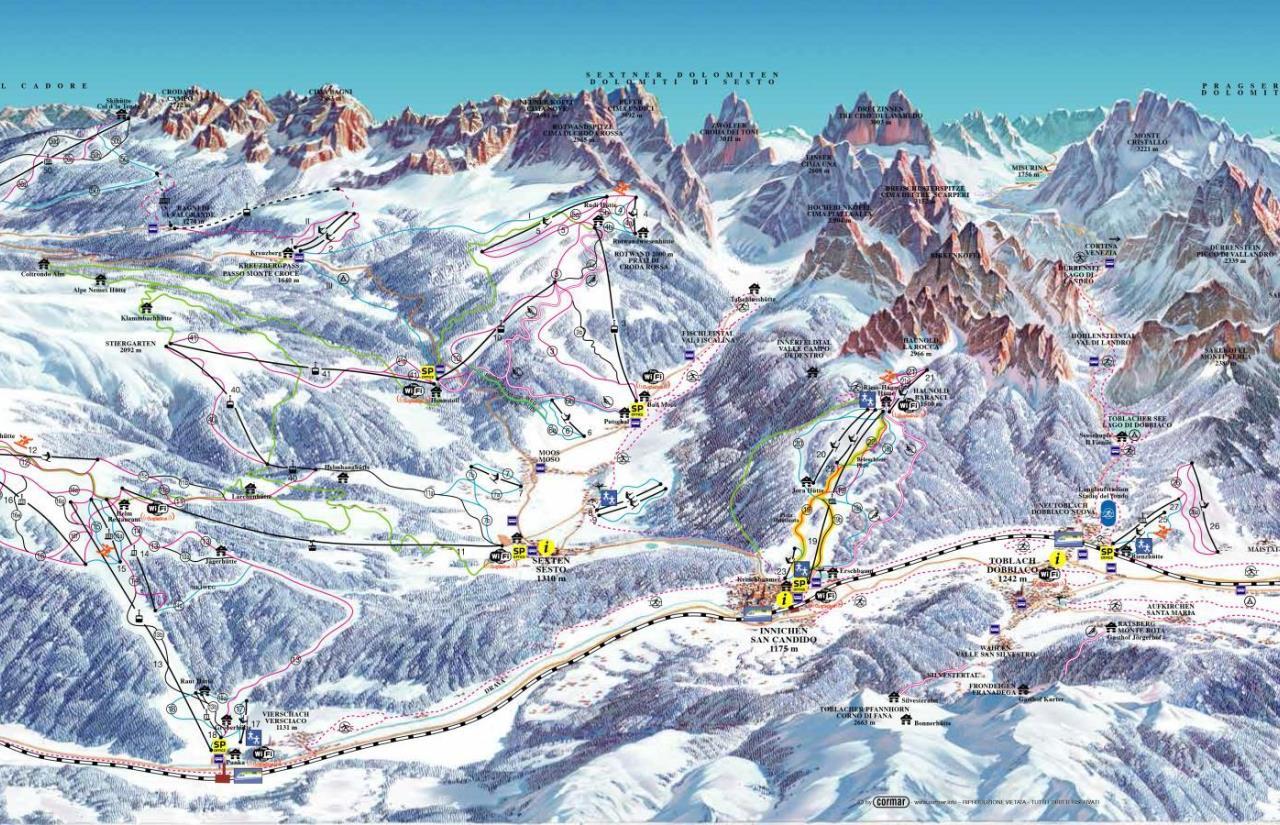 Ski map of the Three Peaks Dolomites - Copyright: 3 Peaks Dolomites. 3 Peaks Dolomites will link its resort to Östirol in Austria for the 21/22 ski season .