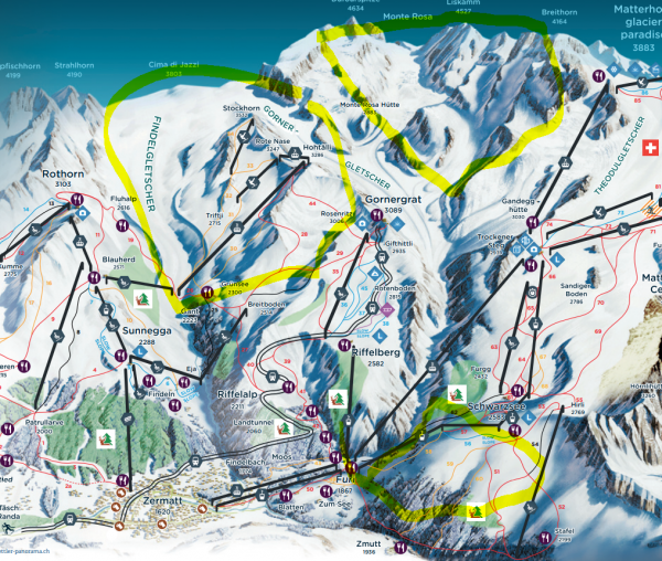 Zermatt Free riding map.