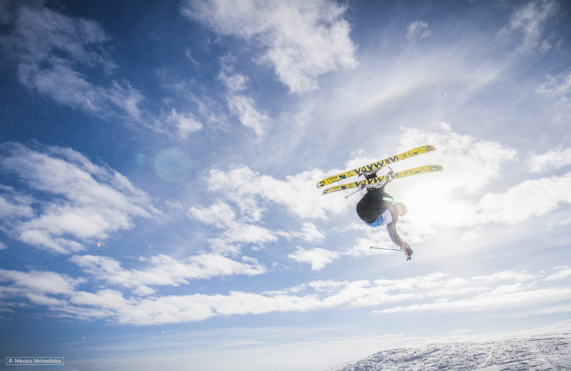 A skier doing a flip at Gudauri Ski Resort in Georgia. Photo: Mountain Resorts of Georgia. The ski resort Gudauri is rebuilding one lift and adding six new lifts by Doppelmayr and Poma.