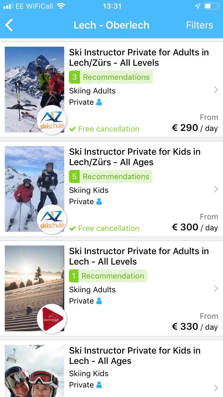 With CheckYeti you can prebook your ski lessons in Lech.