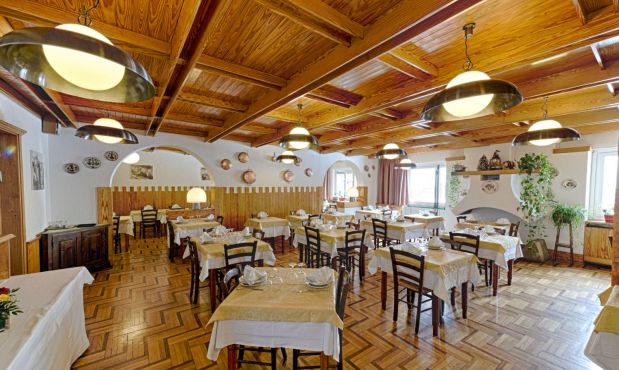 The restaurant at Hotel Edelweiss. In summer is opened for breakfast and lunch but in winter is opened only for breakfast. 