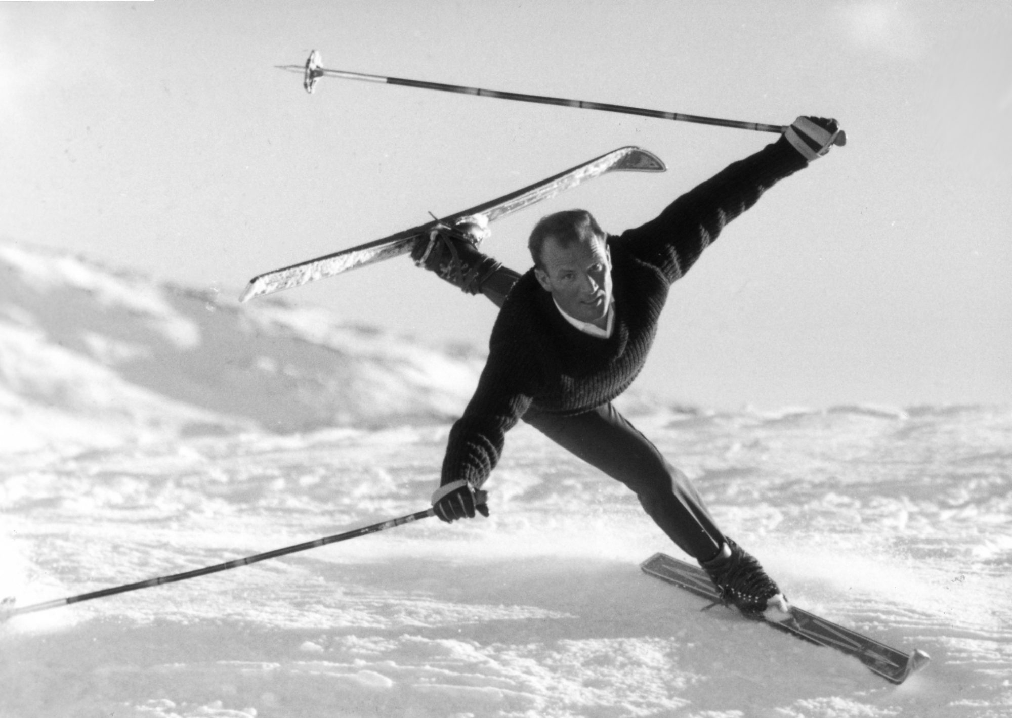 A skier dancing in the snow (or about to tumble!) Photo courtesy of Kristiana Lech, Lech am Arlberg.
