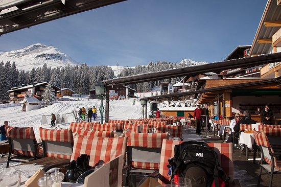 A marvellous place for lunch, the terrace at the Montana Oberlech - The Must-Read Guide to Lech.