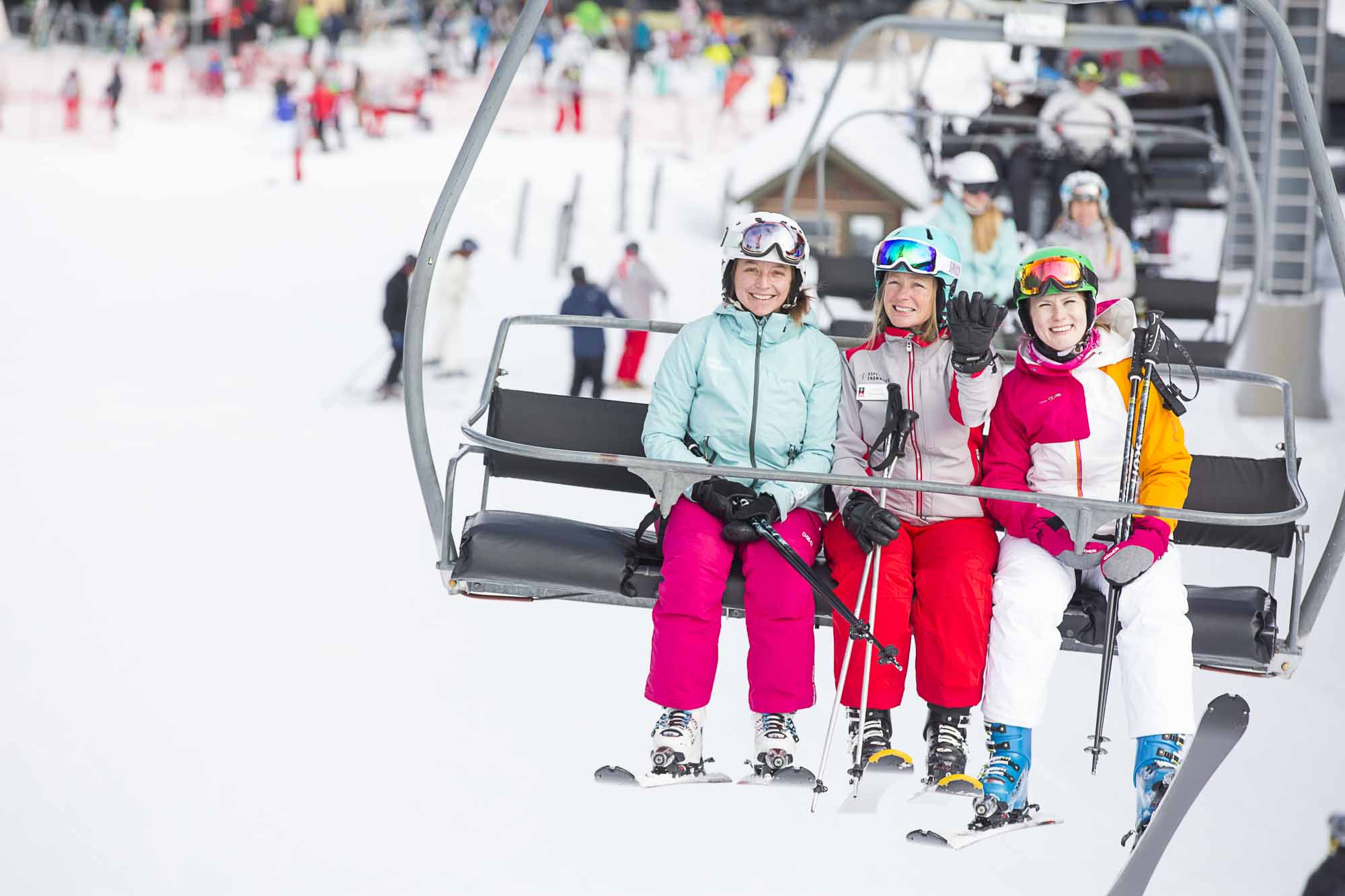 A detached high-speed quad. Photo: Hal Williams. Snowmass. Different types of lifts on resorts (I can think of) and how to ride them. 