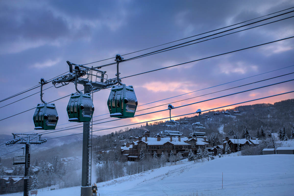 Snowmass with the last light of the day. Snowmass Opens Thanksgiving Day with 570 Acres of Terrain. Photo: Aspen Skiing Company. 