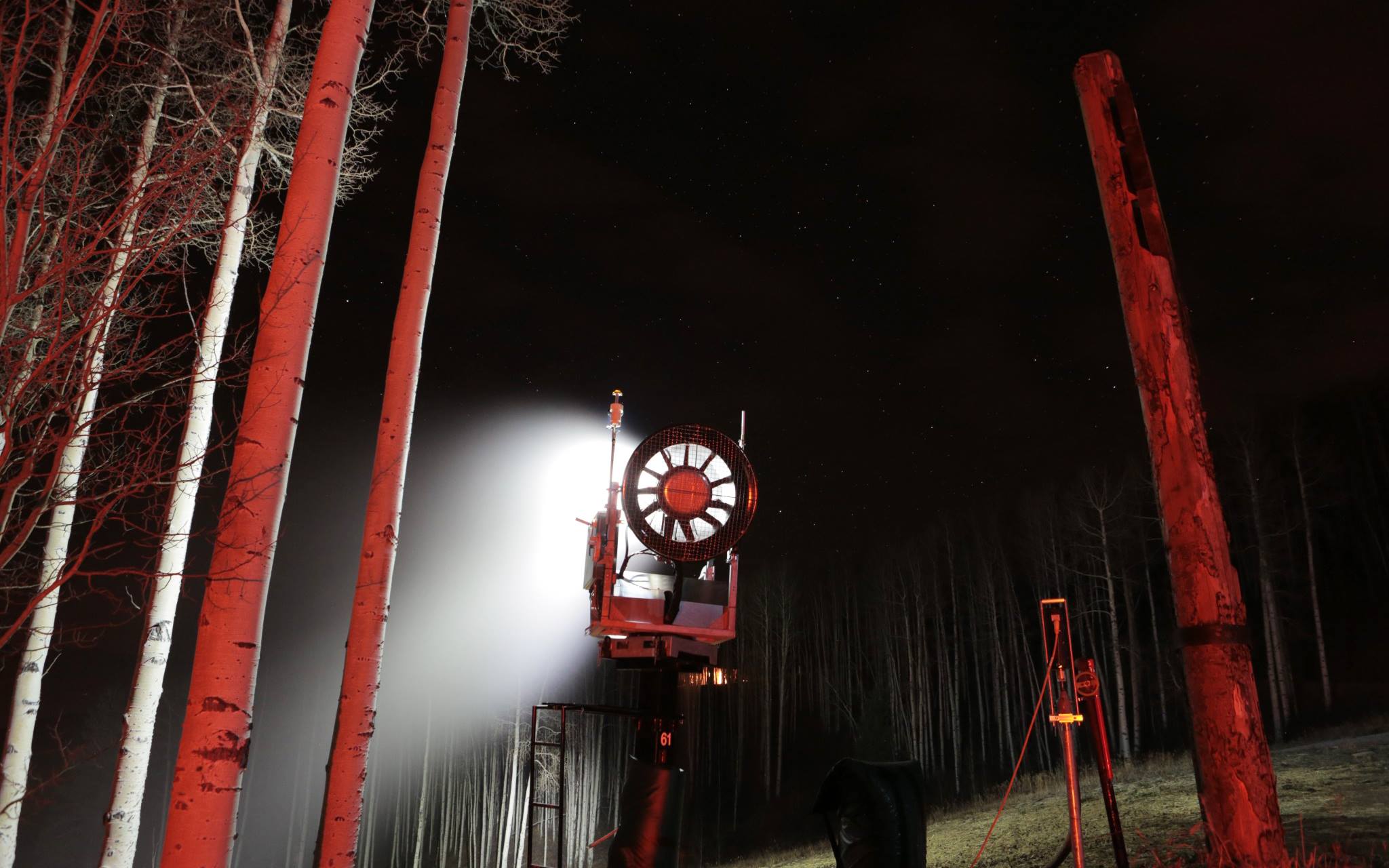 Beaver Creek Gold Dust Trail Snowmaking- Photo: Vail Resorts. Vail Resorts Announces Long-Term Wind Energy Contract And Plan To Eliminate Conventional Single-Use Dining Plastics In Its ‘Commitment To Zero’.