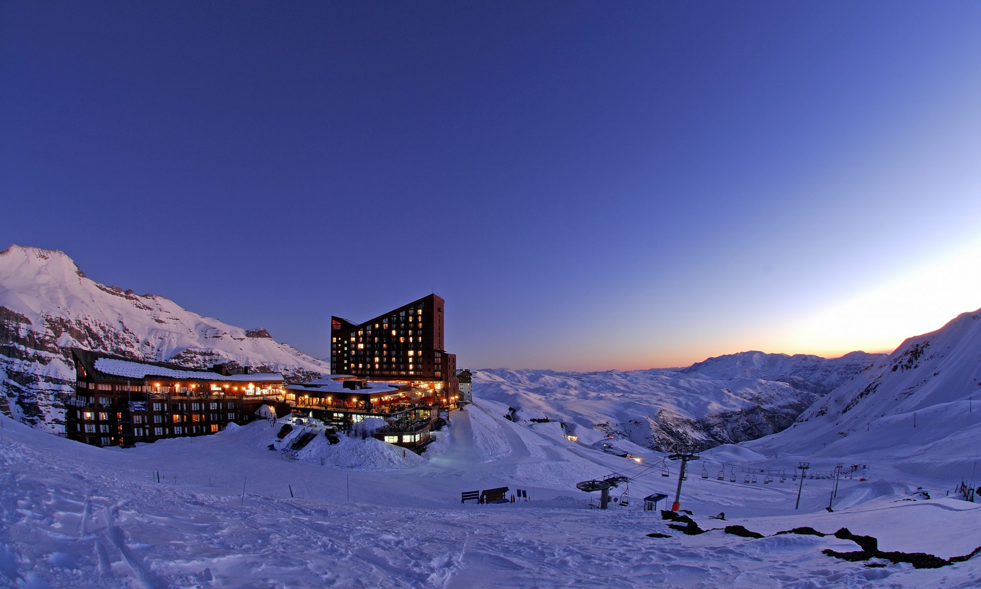 A Day Trip to Valle Nevado from Santiago City. Photo: Valle Nevado on a beautiful night.