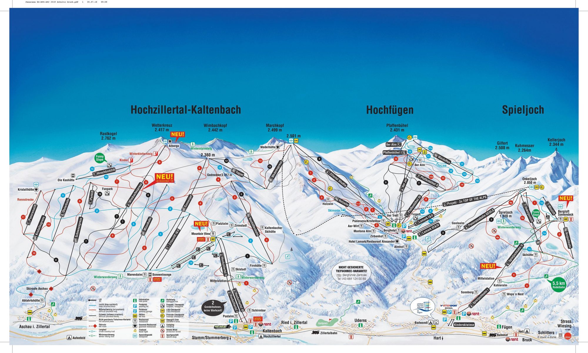 Hochzillertal ski map. A Gondola Accident happened in Hochzillertal today.