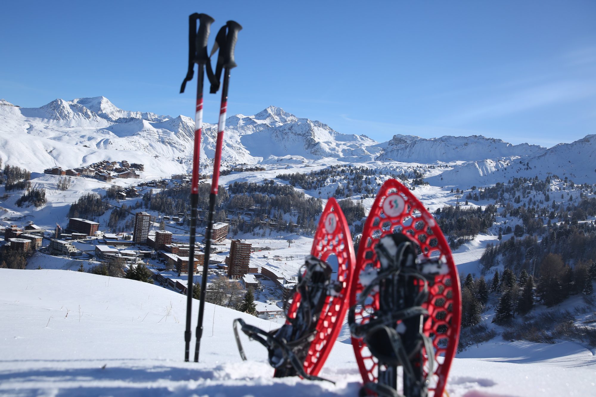 Snowshoes in La Plagne. Photo: La Plagne. What Will Happen to the English Consumers of the French Mountains after March 29?