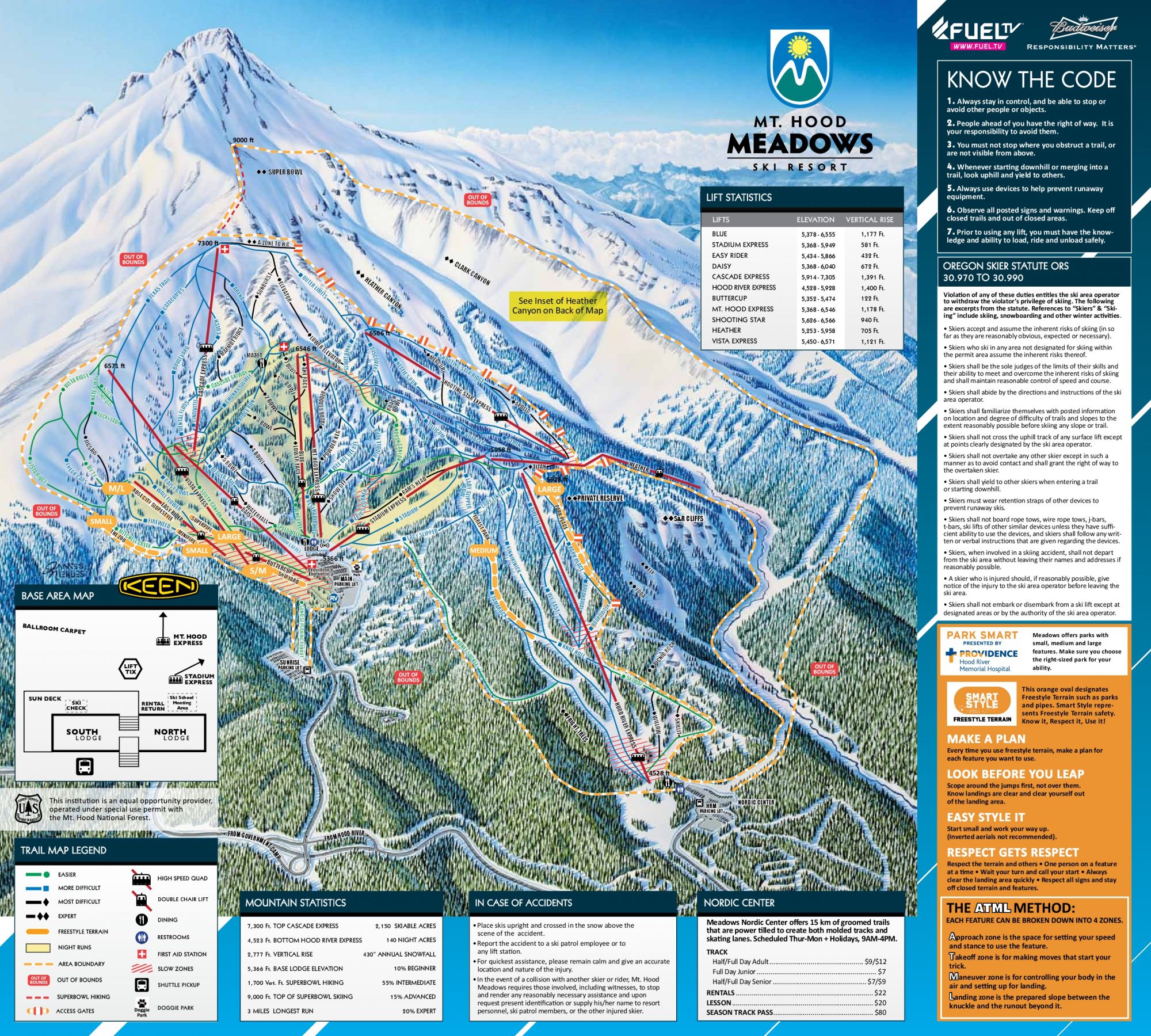 Mt Hood Meadows piste map. Mt Hood Meadows forced to evacuate skiers from chairlift due to a power problem. 