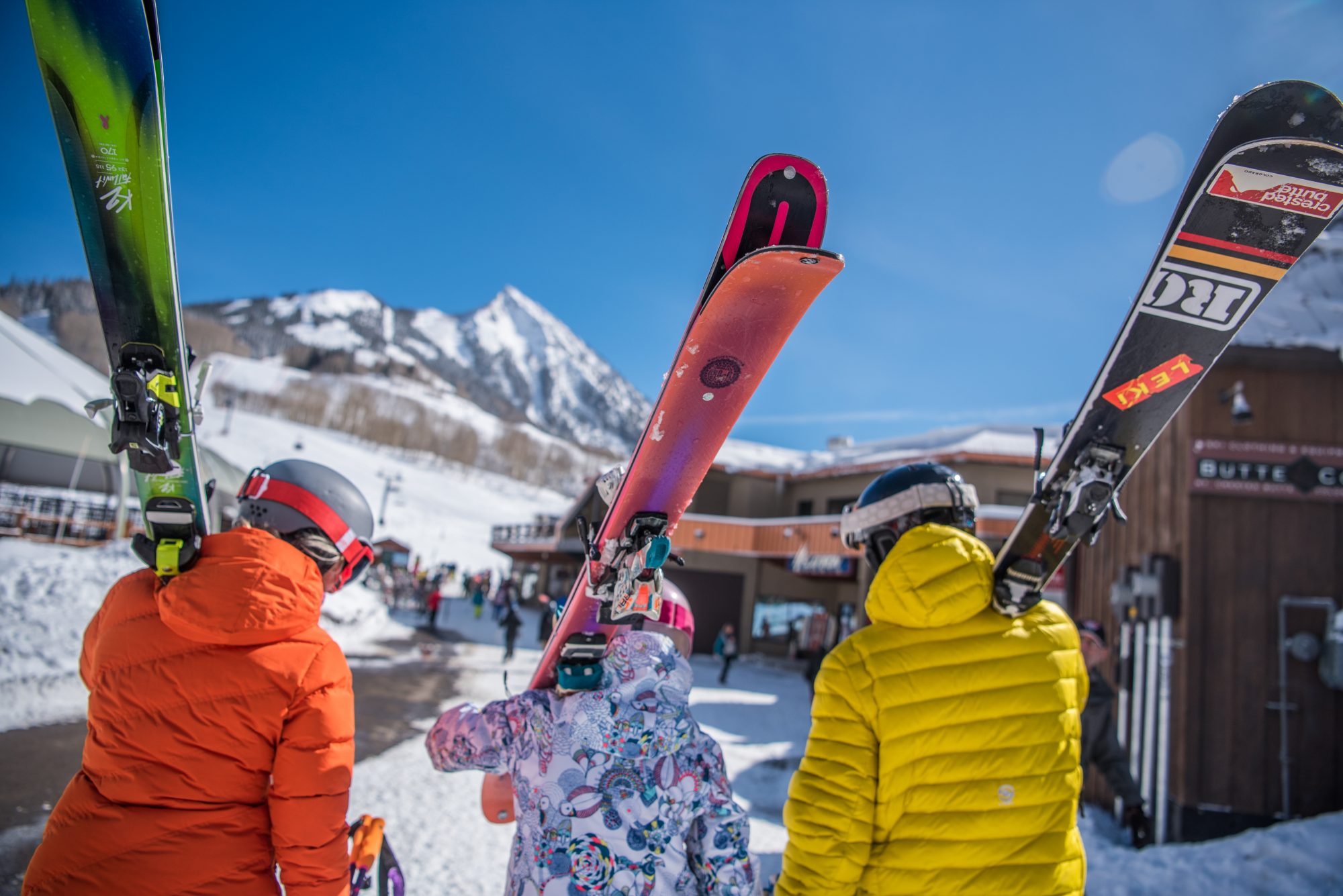 Skiers going to ski - with the Butte in the background. Photo: Trent Bona. Crested Butte Mountain Resort. Crested Butte Mountain Resort Announces Plans to Replace the Teocalli Lift for the 2019-20 Winter Season.